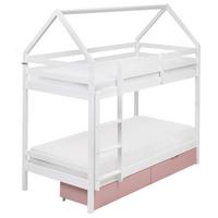 HOCHBETT 90/200 cm Weiß Ternas - Pink/Weiß, Holz (90/200cm) - Beliani