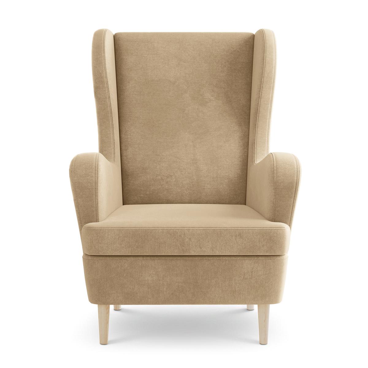 SESSEL VOGERA, Ohrensessel Polstersessel, Creme - Creme, Holz/Holzwerkstoff (78/103/85cm) - MASSENO