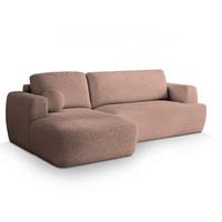 ECKSOFA SENTI N L-S Rosa Boucle-Stoff mit Schlaffunktion - Schwarz/Rosa, Holz/Kunststoff (246/148cm) - MASSENO