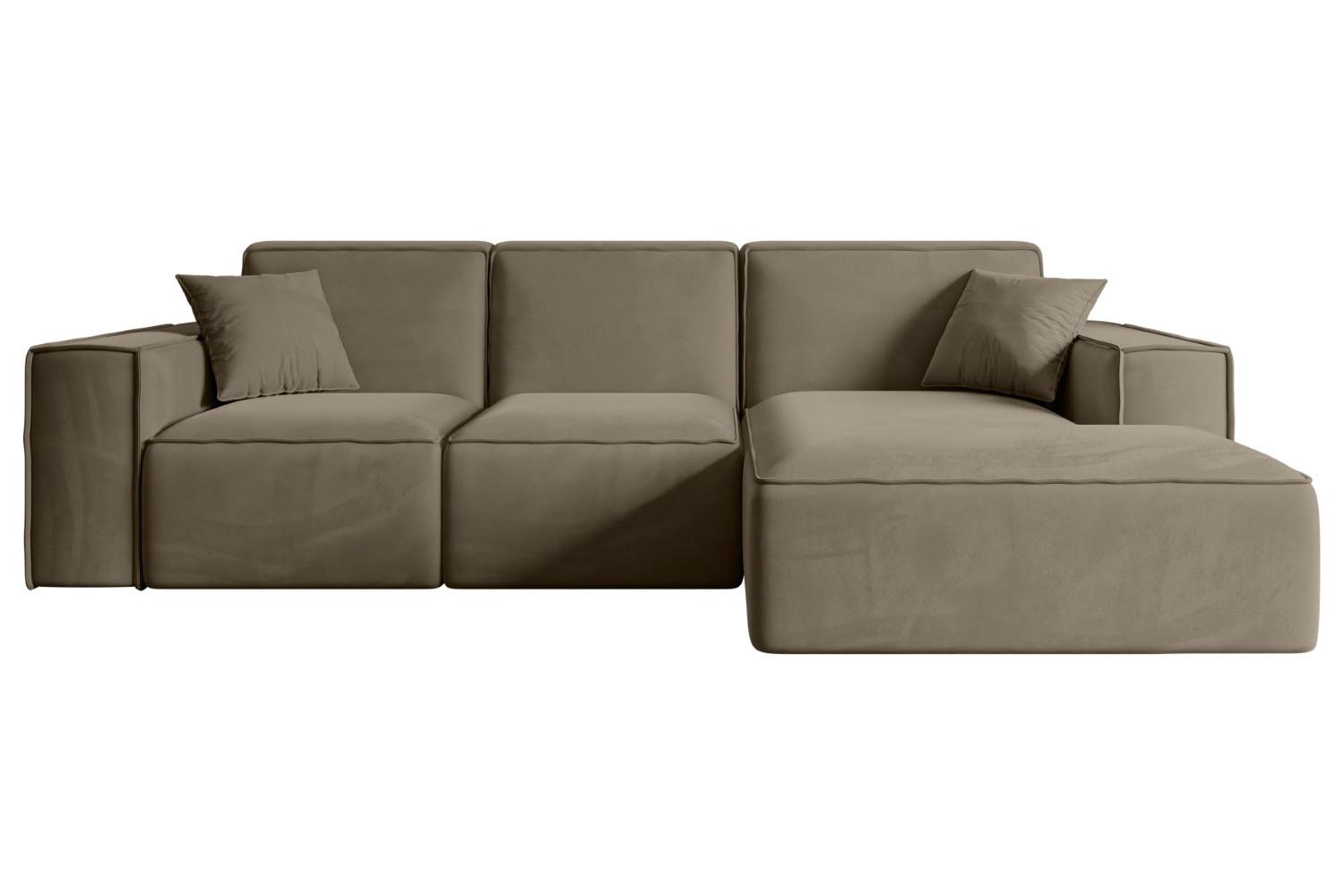 ECKSOFA Ottomane Rechts SERRA-L - 266x169x80 cm Braun Velours - Schwarz/Braun, Holzwerkstoff/Kunststoff (266/169cm) - ALTDECOR