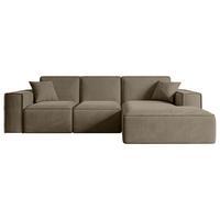 ECKSOFA Ottomane Rechts SERRA-L - 266x169x80 cm Braun Velours - Schwarz/Braun, Holzwerkstoff/Kunststoff (266/169cm) - ALTDECOR