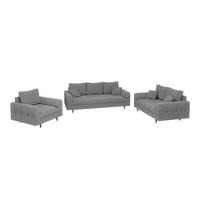SITZGARNITUR 3+2+1 Henrik Grau Boucle - Schwarz/Grau, Holz/Textil (210/81/93cm) - S-Style Möbel