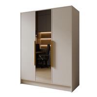DREHTÜRENSCHRANK RENVO 150/200/51 cm Modern Kleiderschrank 3-türig mit Spiegel Kaschmir - Kaschmir, Holzwerkstoff (150/200/51cm) - MASSENO
