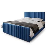 BOXBETT ARION 200x200 cm mit Matratze und Topper, H2+H3 - Blau - Blau, Holz (200/200cm) - MASSENO