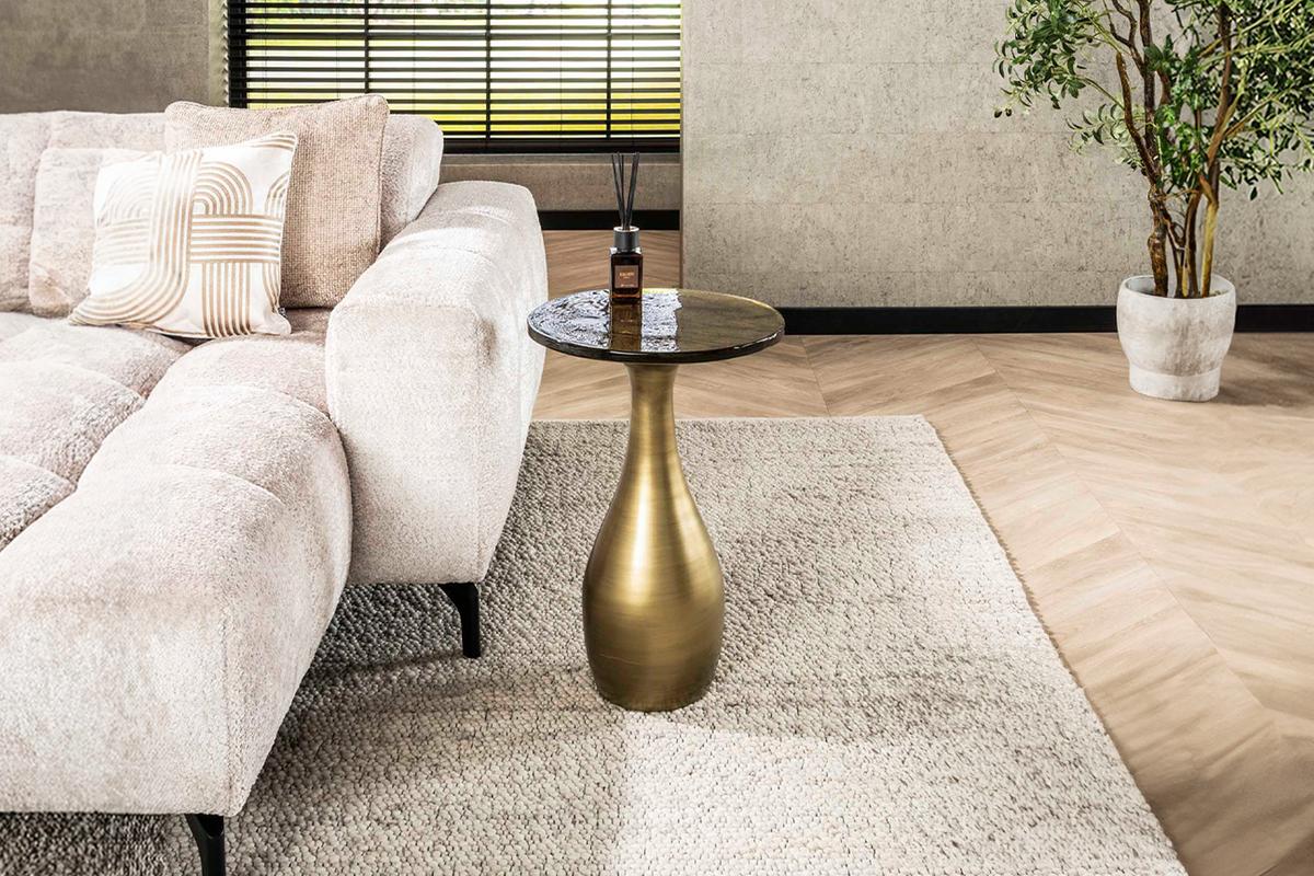 BEISTELLTISCH MOKKA Gold Glas - Goldfarben, Glas/Metall (40/40/60cm) - KAWOLA