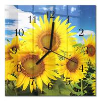 WANDUHR aus Glas 30x30 cm - Sonnenblumen - Gelb, Glas (30/30/0.4cm) - TULUP