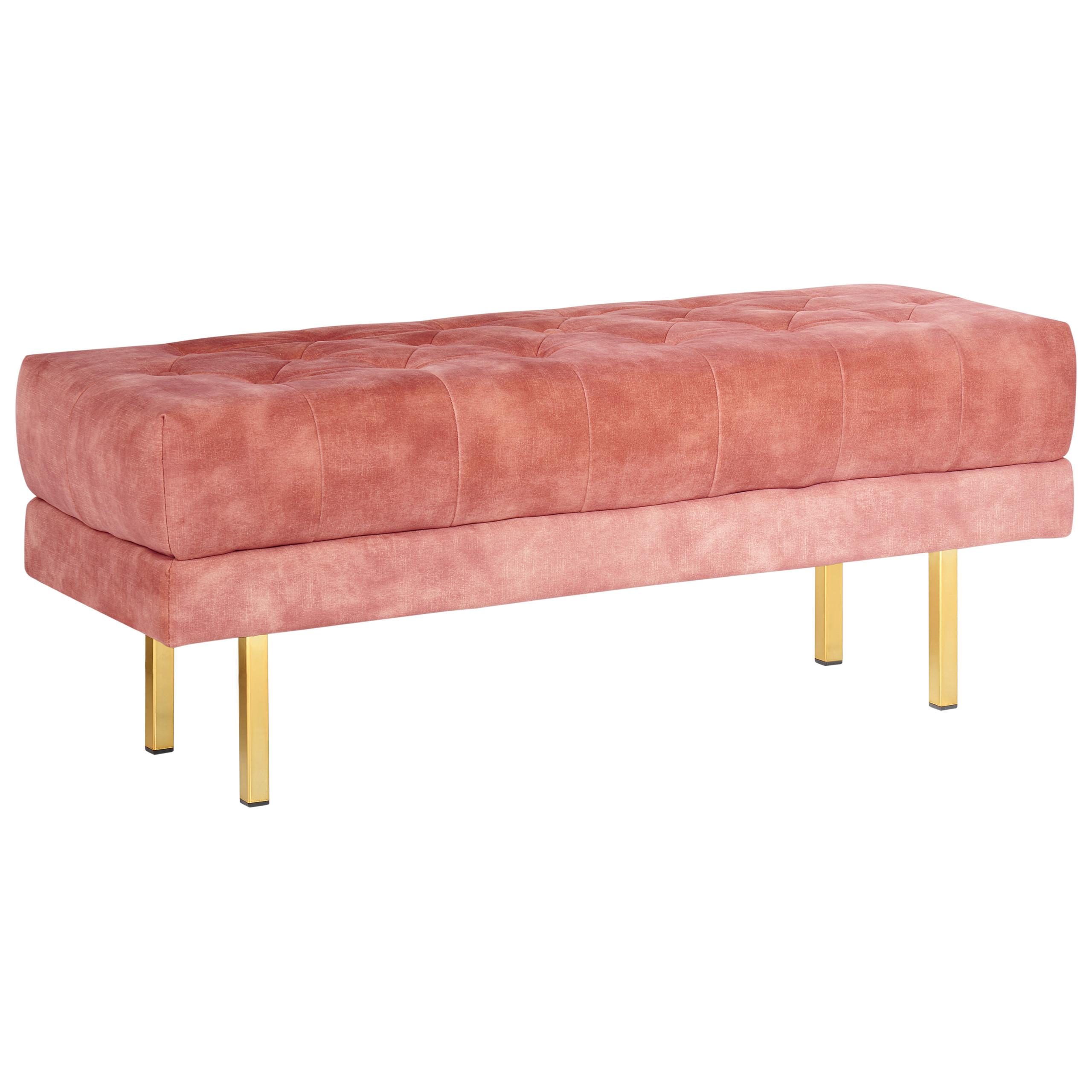 POLSTERBANK Samtstoff Rosa Roseville - Pink, Textil (117/44/40cm) - Beliani