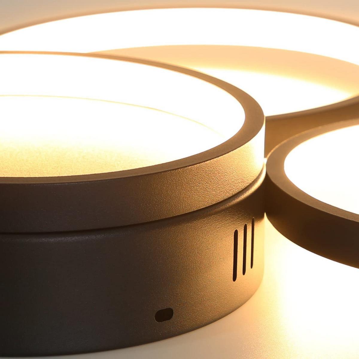 LED-DECKENLEUCHTE Dreiring 43.5/35.5/6 cm - Schwarz, Metall (43.5/35.5/6cm) - ZMH