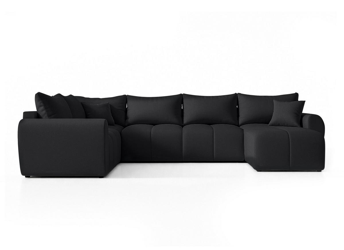WOHNLANDSCHAFT Malatya U Form MAX Schwarz 311/145/80 cm mit Schlaffunktion - Schwarz, Kunststoff/Textil (303/80/208cm) - AX Living
