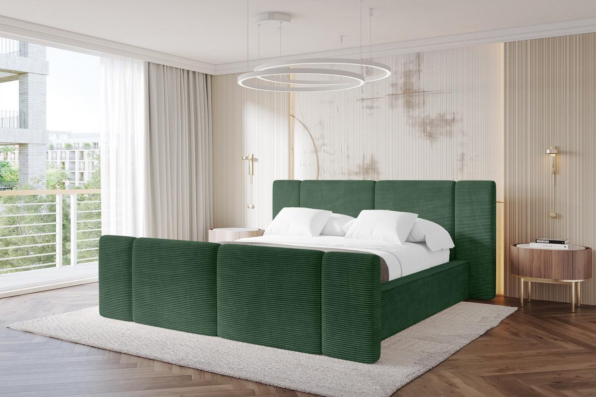 POLSTERBETT mit Bettkasten, Fußteil und Lattenrost, Bett mit Matratze H3/H4 - RIVO-Z 180x200 Grün - Grün, Holzwerkstoff/Textil (180/200cm) - ALTDECOR