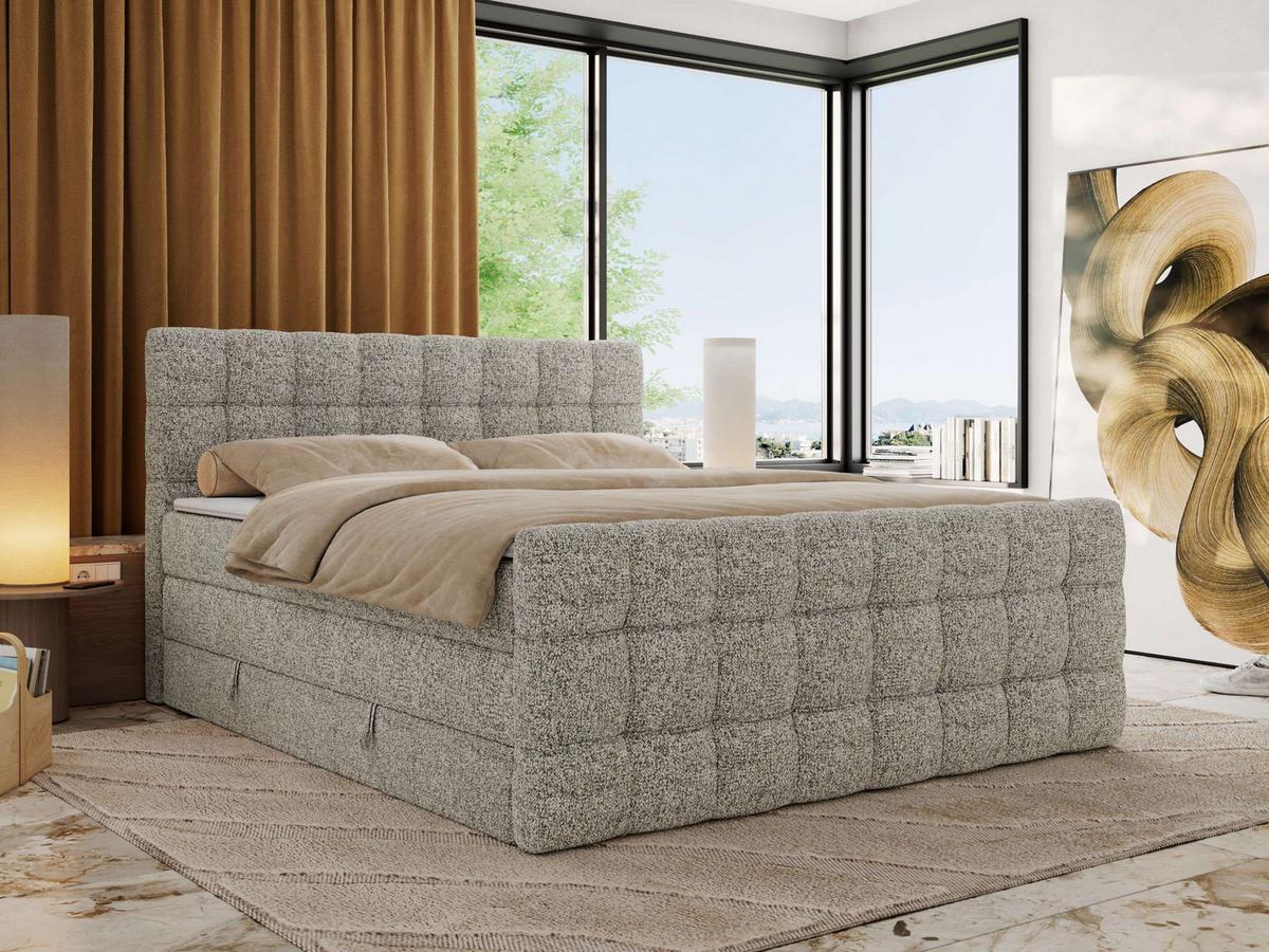 BOXSPRINGBETT ALTIVO KING DUO 200/200 - Beige Strukture - H4 - Beige, Textil (200/200cm) - MKS