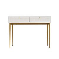 SCHMINKTISCH Cremeweiß und Golden 100/76,5/45 cm - Beige, Holzwerkstoff/Metall (100/76/45cm) - Urban Meuble
