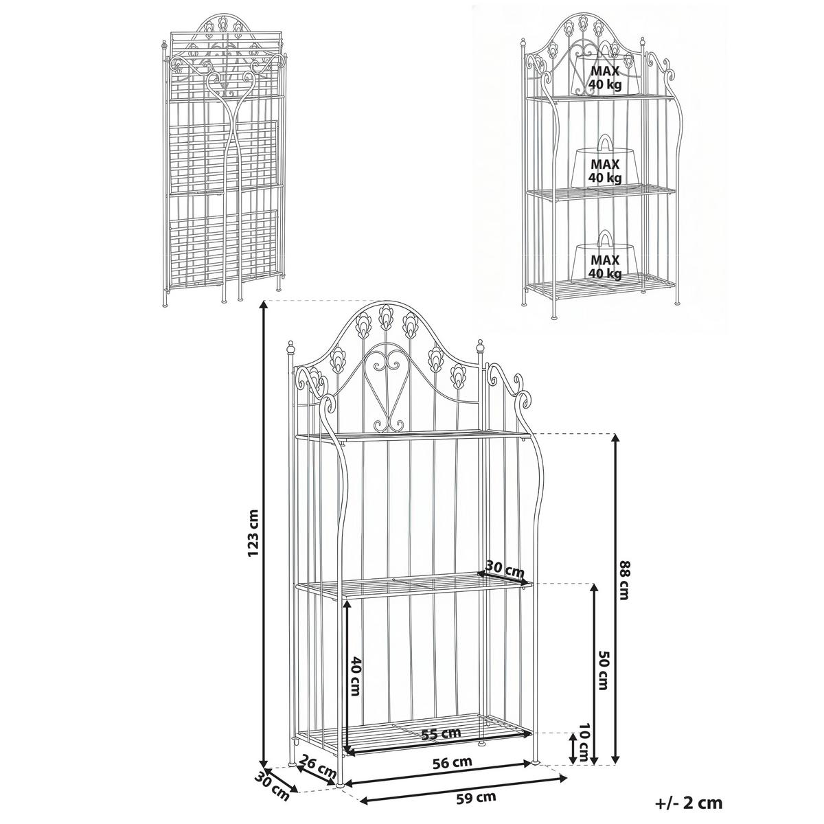 REGAL Metall 123 cm 59 cm Grau Visano - Dunkelgrau/Grau, Metall (59/123/30cm) - Beliani