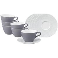 MILCHKAFFEETASSEN MIT UNTERTASSEN Life Fashion Elegant Grey 370 ml 6er Set - Grau, Keramik (16.4/9/16.4cm) - Seltmann Weiden