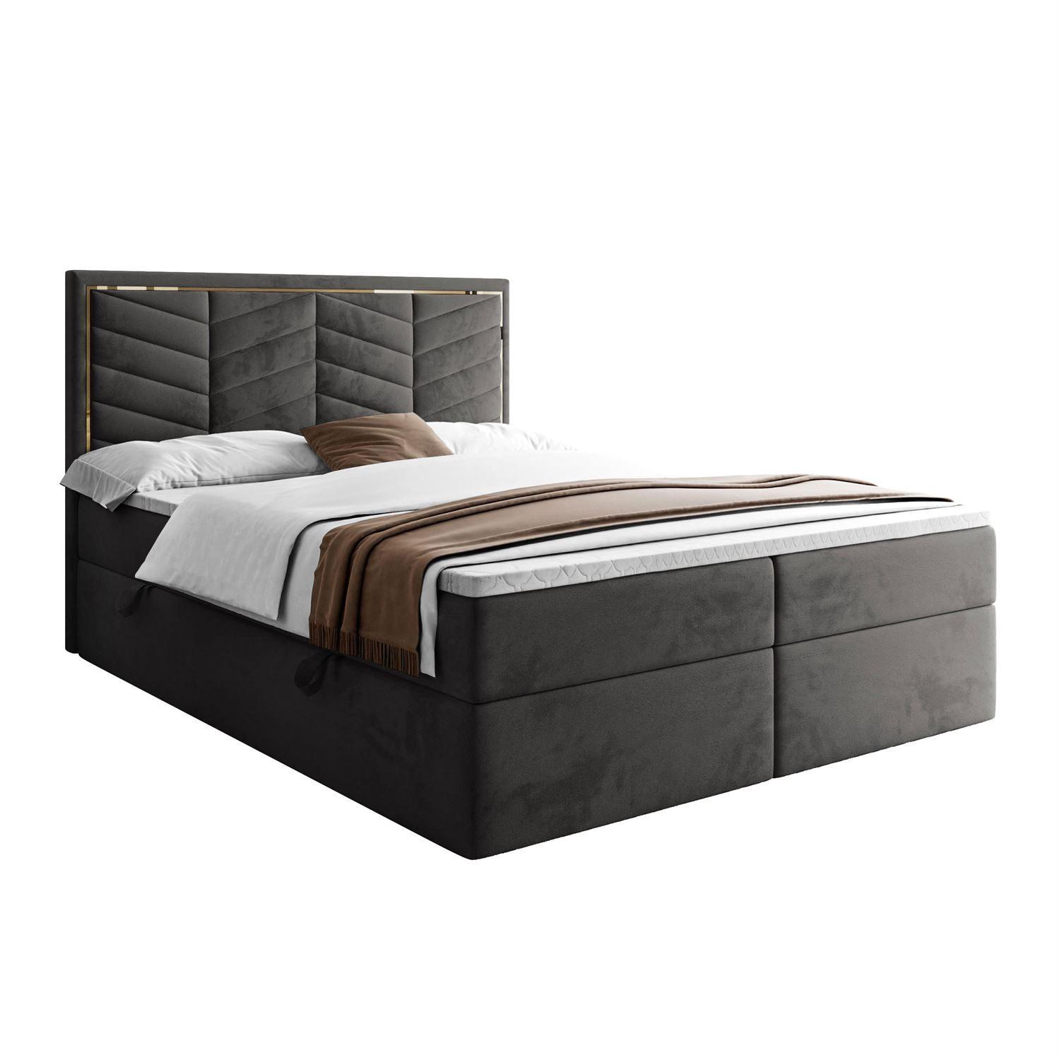 KONTINENTALBETT AURORA 180x200 mit Bettkasten Royal Velvet 185 - Grau, Textil (180/200cm) - Lookway