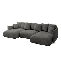 WOHNLANDSCHAFT mit Schlaffunktion und Bettkasten ONESK-U 317x177x72 Dunkelgrau Velours - Anthrazit, Holzwerkstoff/Kunststoff (317/72/177cm) - ALTDECOR