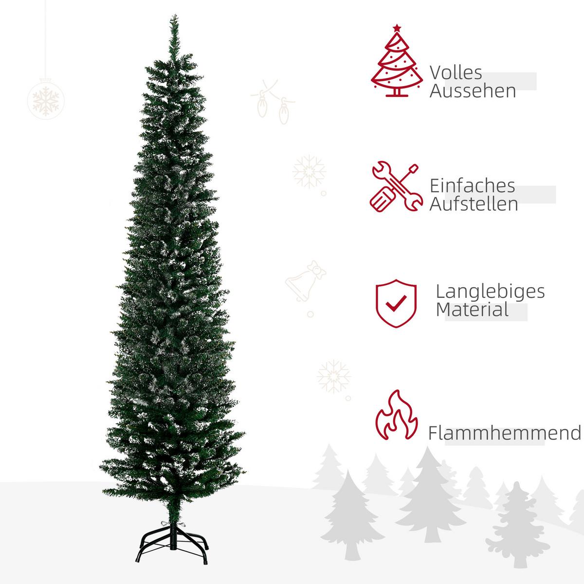 KÜNSTLICHER Weihnachtsbaum, 190 cm Christbaum mit 570 Spitzen für Weihnachten - Grün, Kunststoff (53/190cm) - HOMCOM
