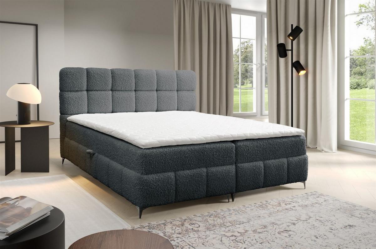BOXBETT Sophie In Rolf - Dunkelgrau, Holzwerkstoff/Textil (140/200cm) - Fun Möbel