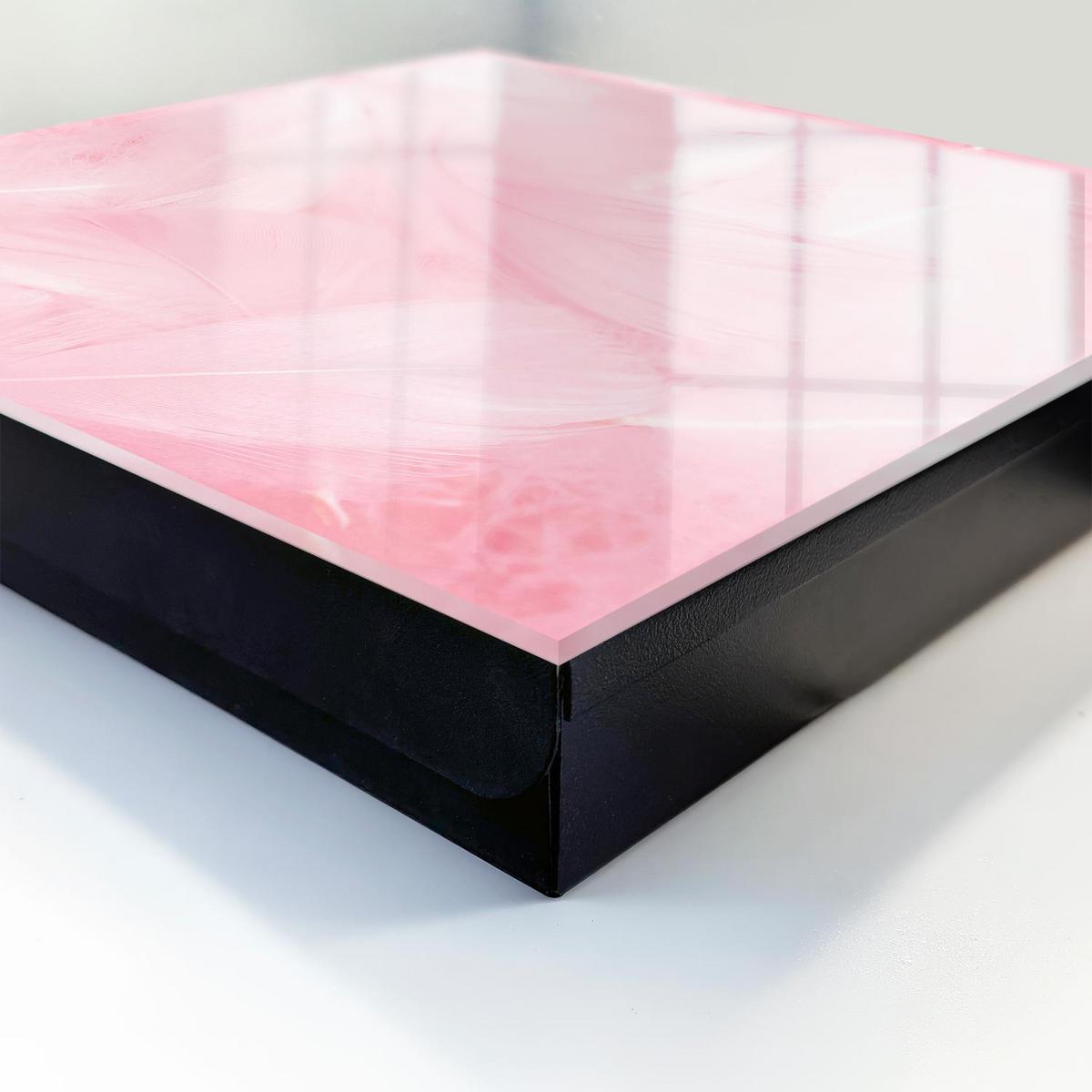SCHLÜSSELBOX Schwarz 30x30 cm- Türöffnung nach rechts - Rosa Federn - Pink, Metall (30/30/5cm) - TULUP