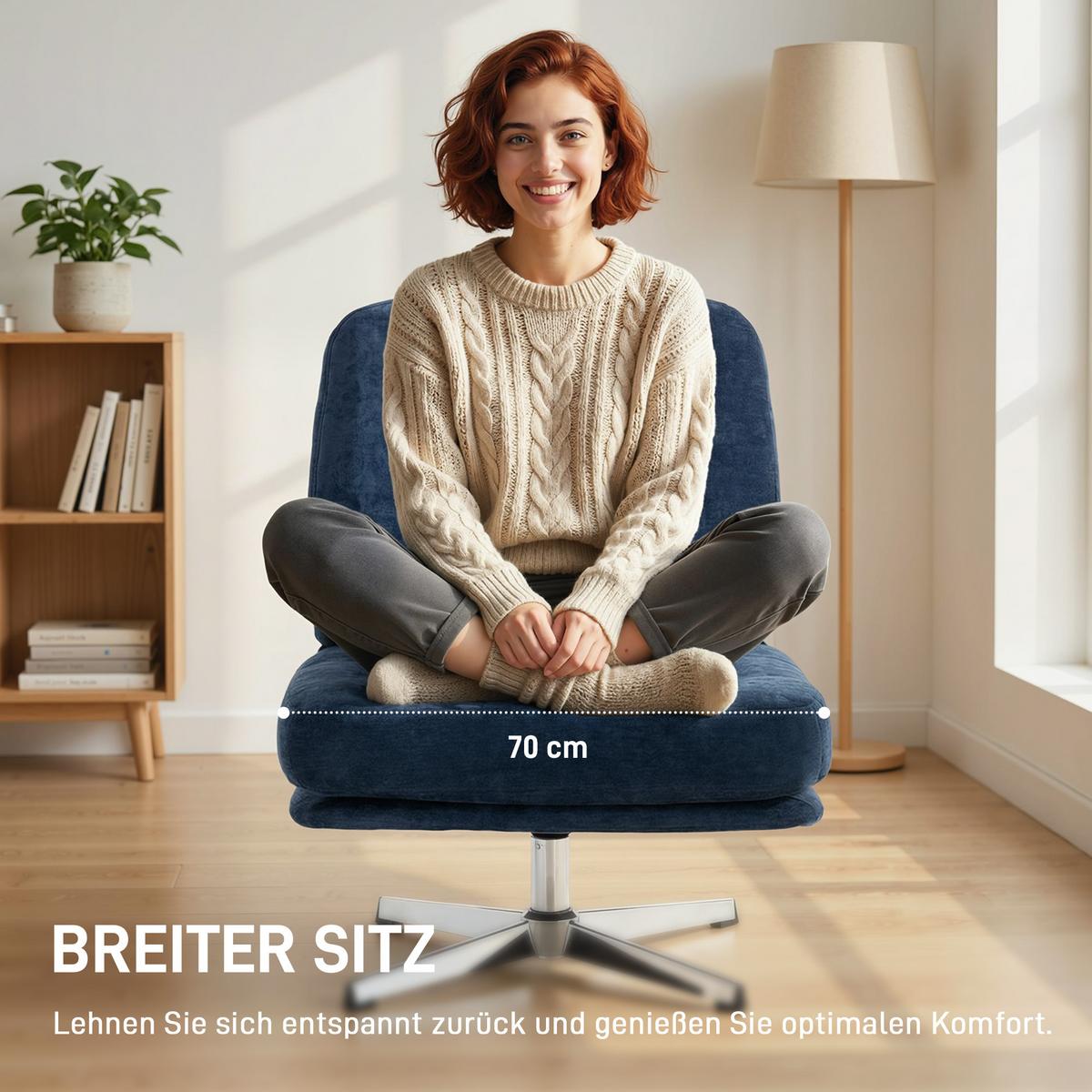 LOUNGESESSEL aus Polyester Dunkelblau - Silberfarben/Dunkelblau, Textil/Metall (70/84/87cm) - HOMCOM