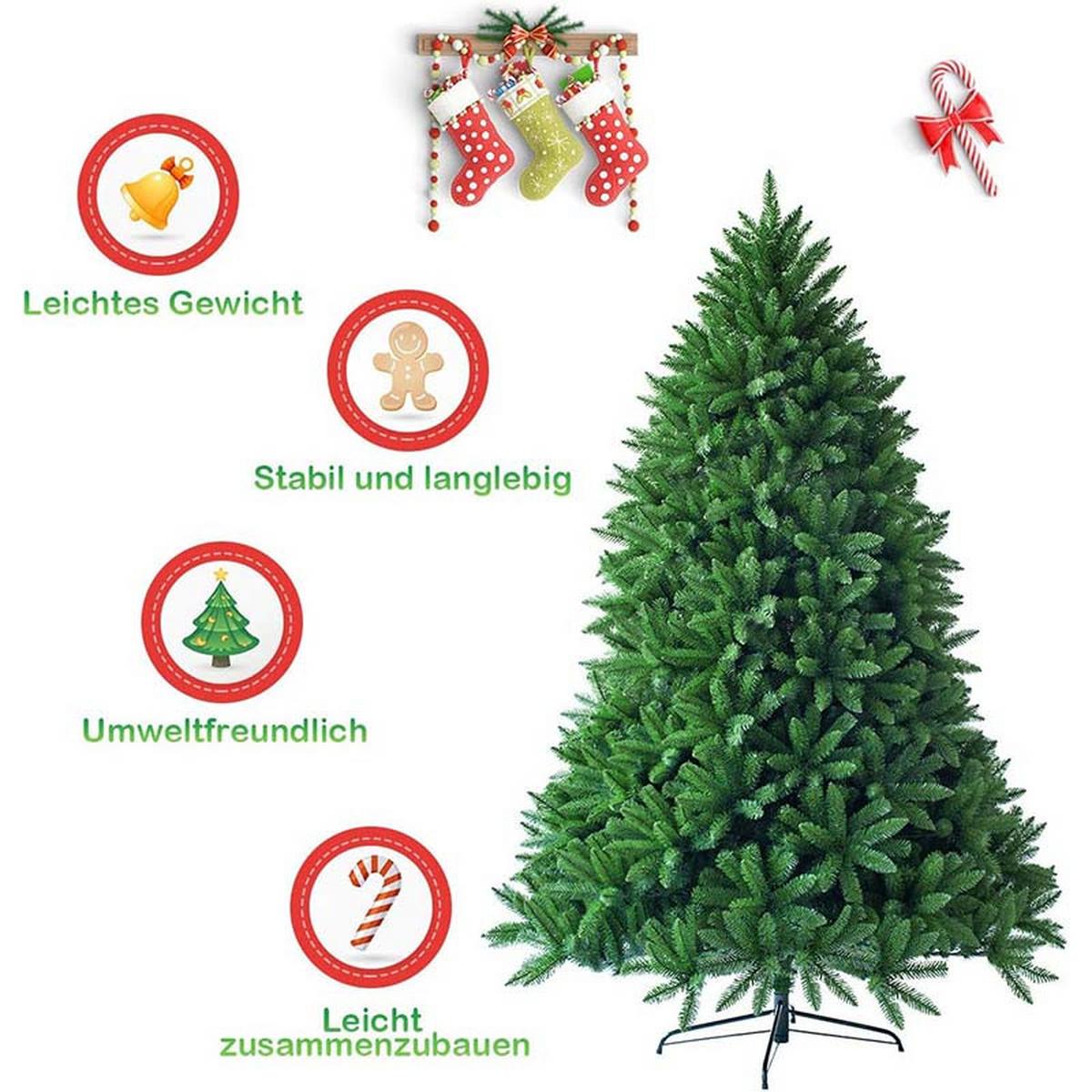 WEIHNACHTSBAUM mit 11 Lichtmodi und 5 Farbwechseln 210CM Grün - Grün, Metall (210cm) - COSTWAY