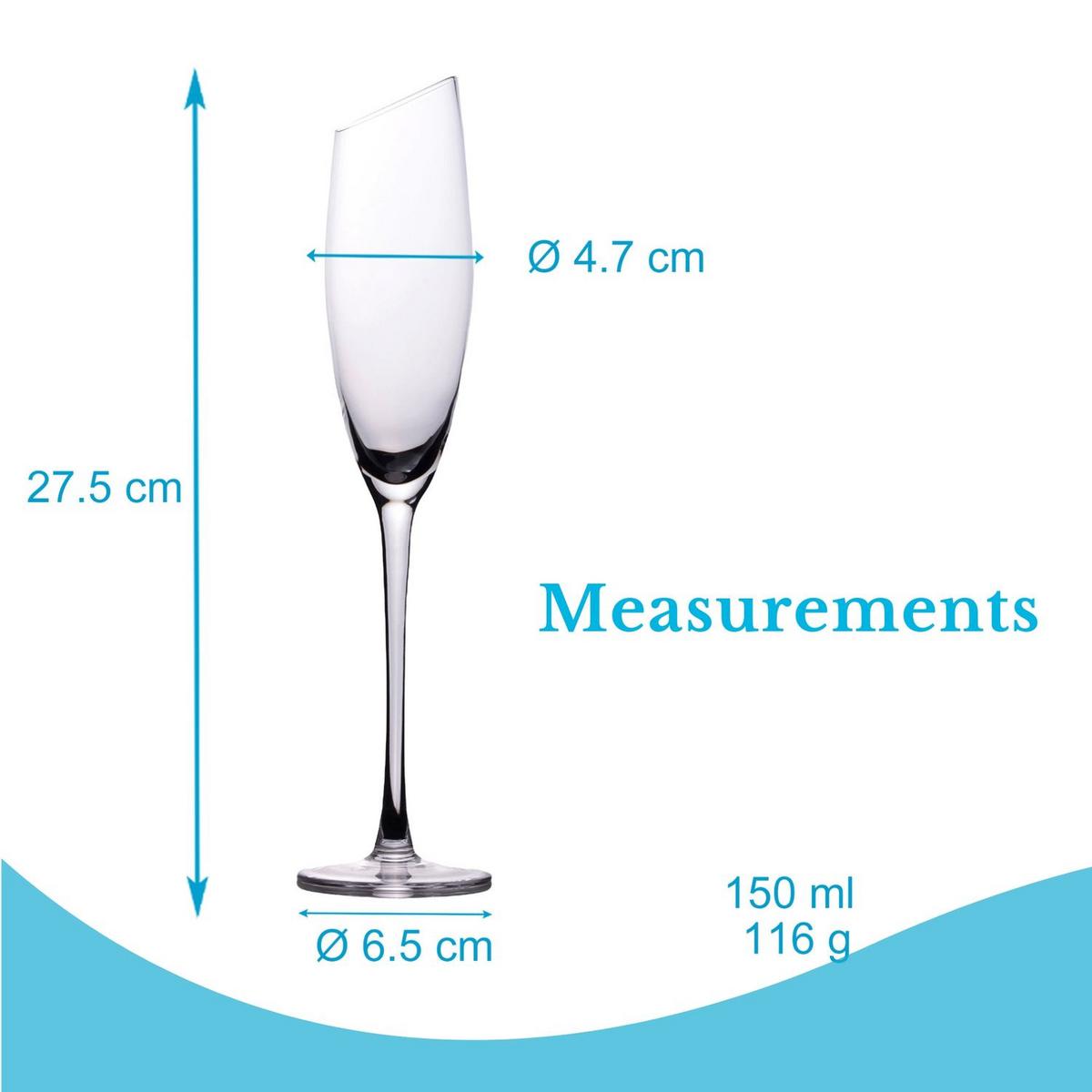 CHAMPAGNER/SEKT Glas mit moderner Kante 150 ml (6er-Set) - Transparent, Glas (0.15L) - Intirilife
