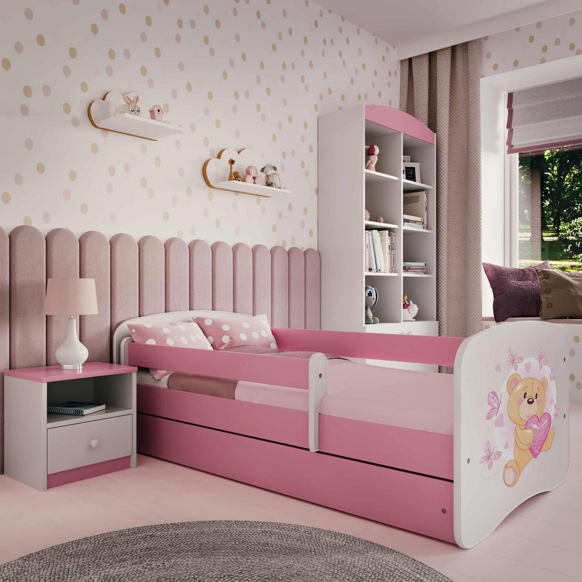 KINDERBETT Schmetterlingsbär mit Schublade 180/80 90/61/184 - Rosa, Holzwerkstoff (80/180cm) - RAUMHIRSCH FURNITURE
