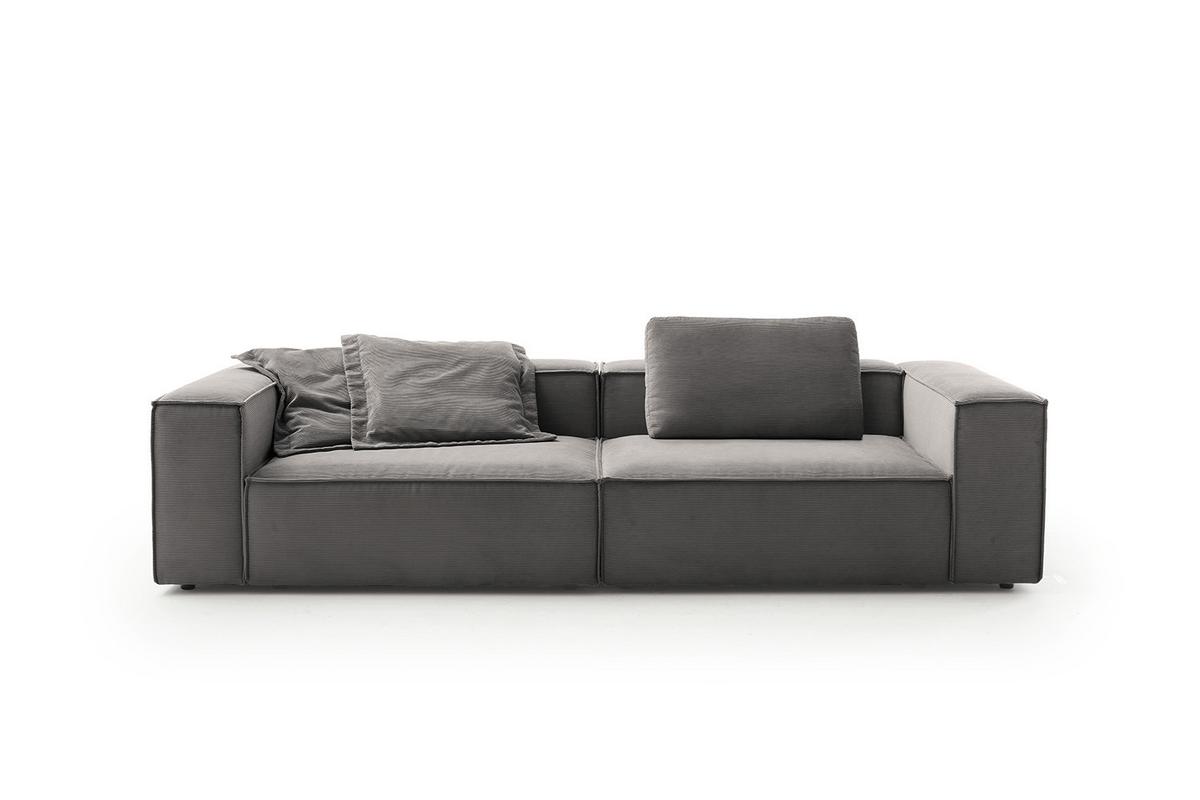 SOFA CARMO Anthrazit Cord - Anthrazit/Schwarz, Kunststoff/Textil (306/68/118cm) - KAWOLA