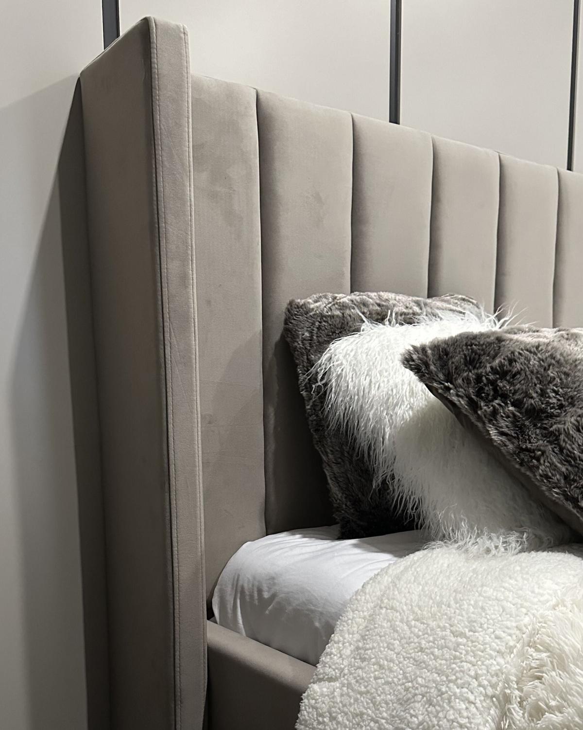 BETT mit Lattenrost 180x200 cm Beige Villette - Taupe, Textil (180/200cm) - Beliani