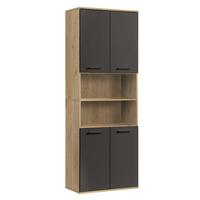 BAD HOCHSCHRANK Der Kapitän - Anthrazit, Holzwerkstoff (65/180/34cm) - Mokebo
