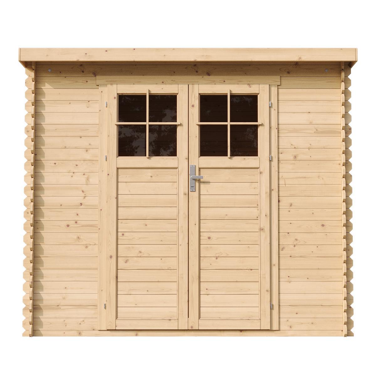 HOLZ-GARTENHAUS mit hochwertige abschließbare Tür - B239xL142xH200 cm/ 2,63 m2 - M310F - Beige, Holz (239/200/142cm) - Timbela