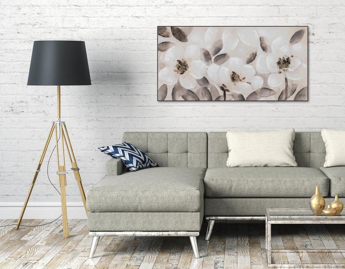 ACRYLBILD HANDGEMALT 120/60 cm - Beige/Braun, Holz/Textil (120/60cm) - KUNSTLOFT