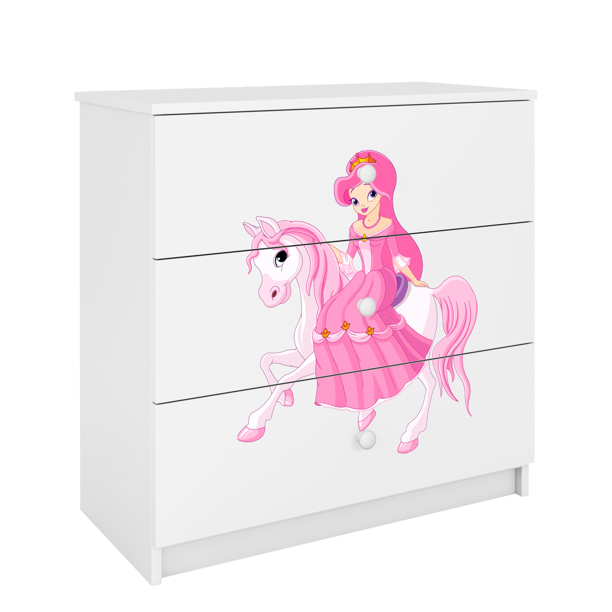 KOMMODE Babydreams Prinzessin zu Pferd 81/81/41 - Weiß, Holzwerkstoff (81/81/41cm) - RAUMHIRSCH FURNITURE