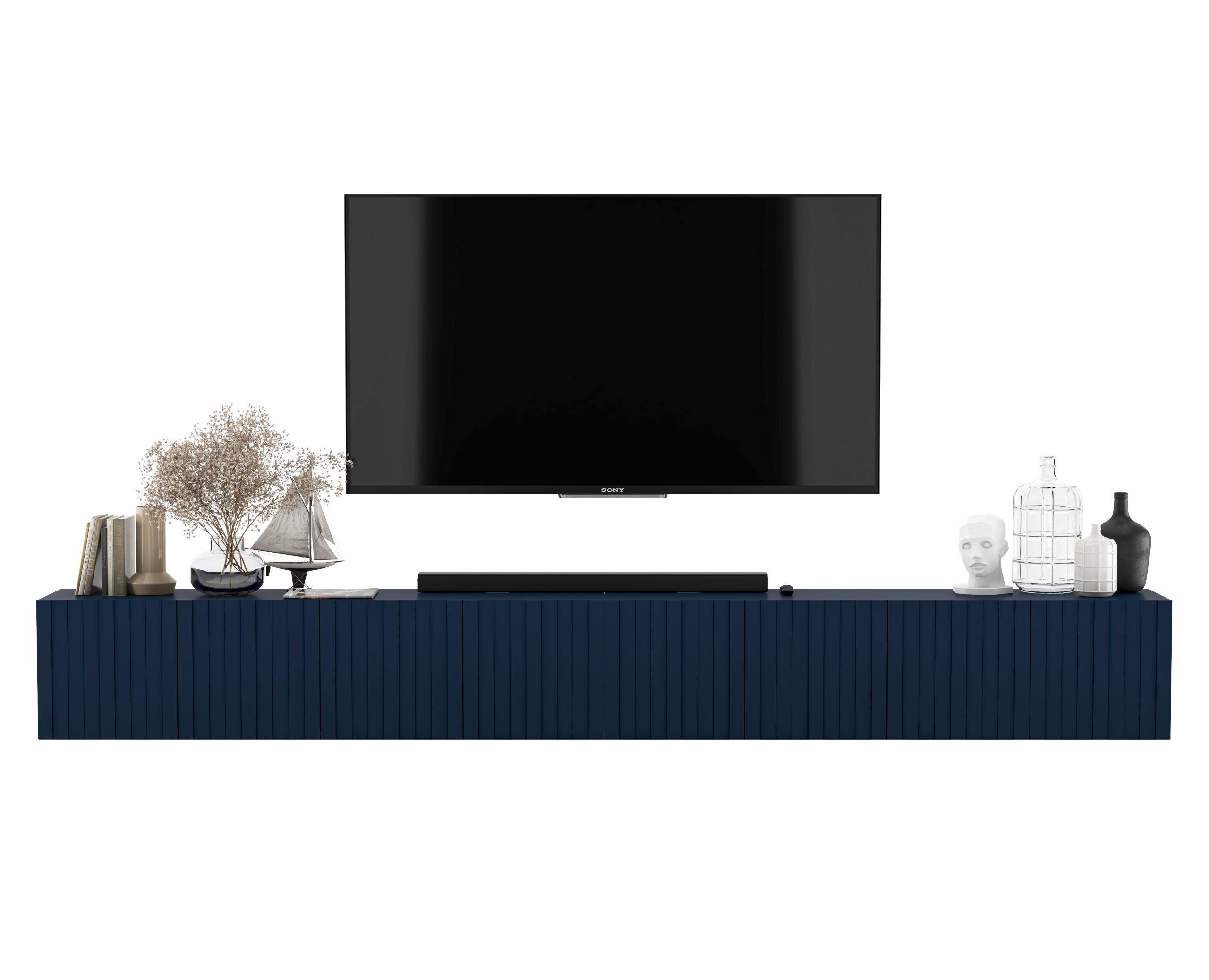 TV-LOWBOARD 2-er Set Elpis Marineblau Matt Glamour 150 cm - Blau, Holzwerkstoff (300/37.5/36.5cm) - Meble Lindner