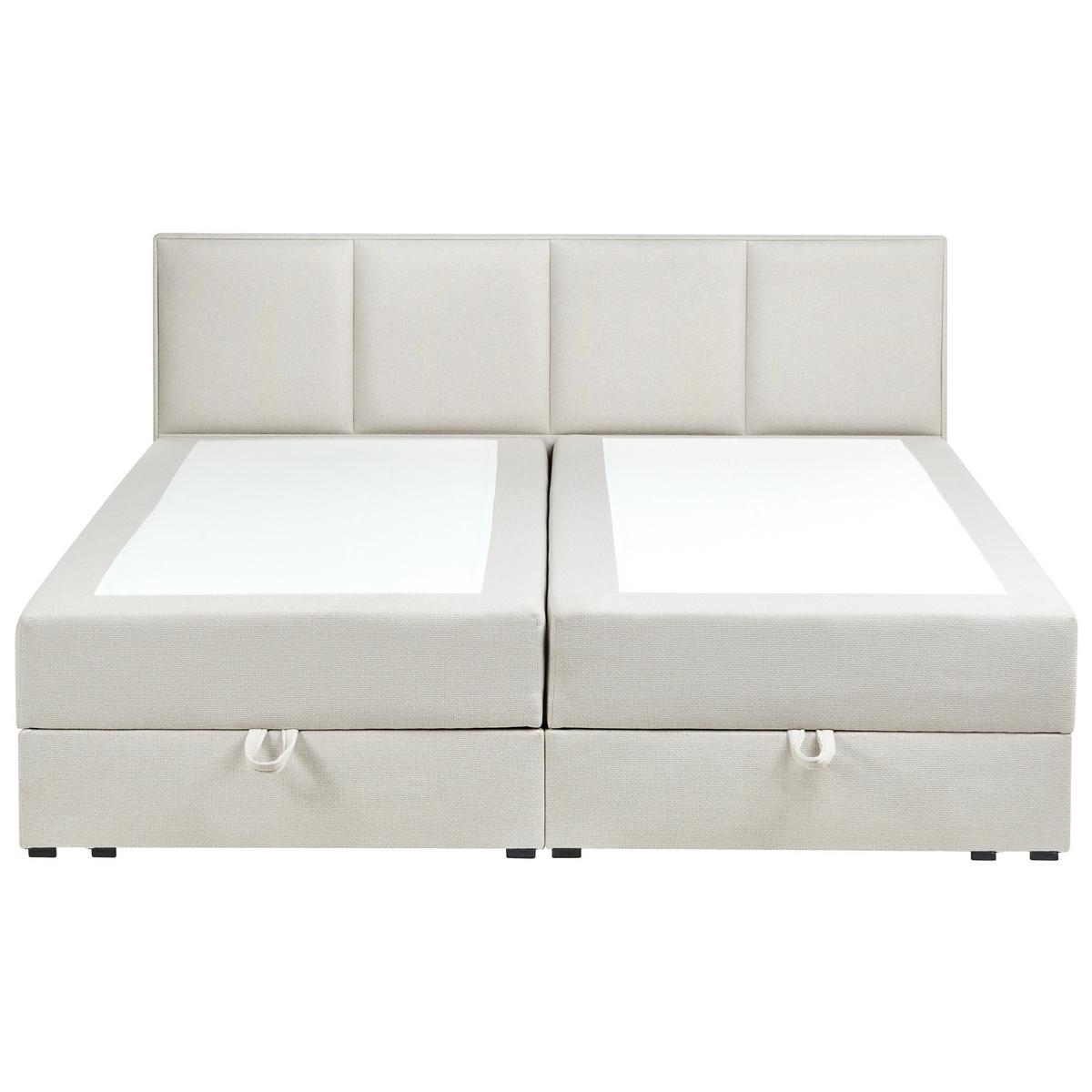 BOXSPRINGBETT mit Stauraum 180/200 cm Cremeweiß Baronet - Weiß, Textil (180/200cm) - Beliani
