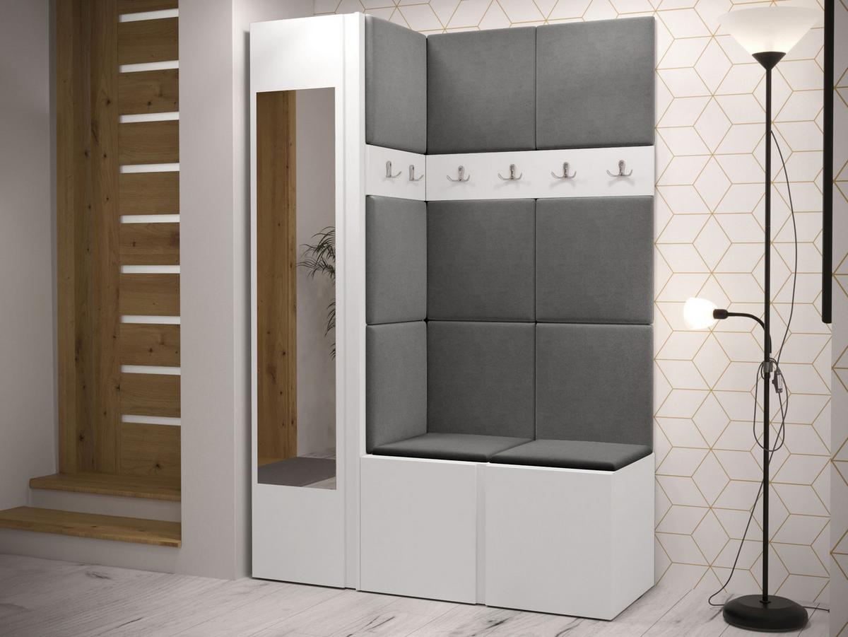 GARDEROBEN-SET Orion X - Weiß/Grau, Holzwerkstoff/Kunststoff (124/186/46cm) - MIRJAN24