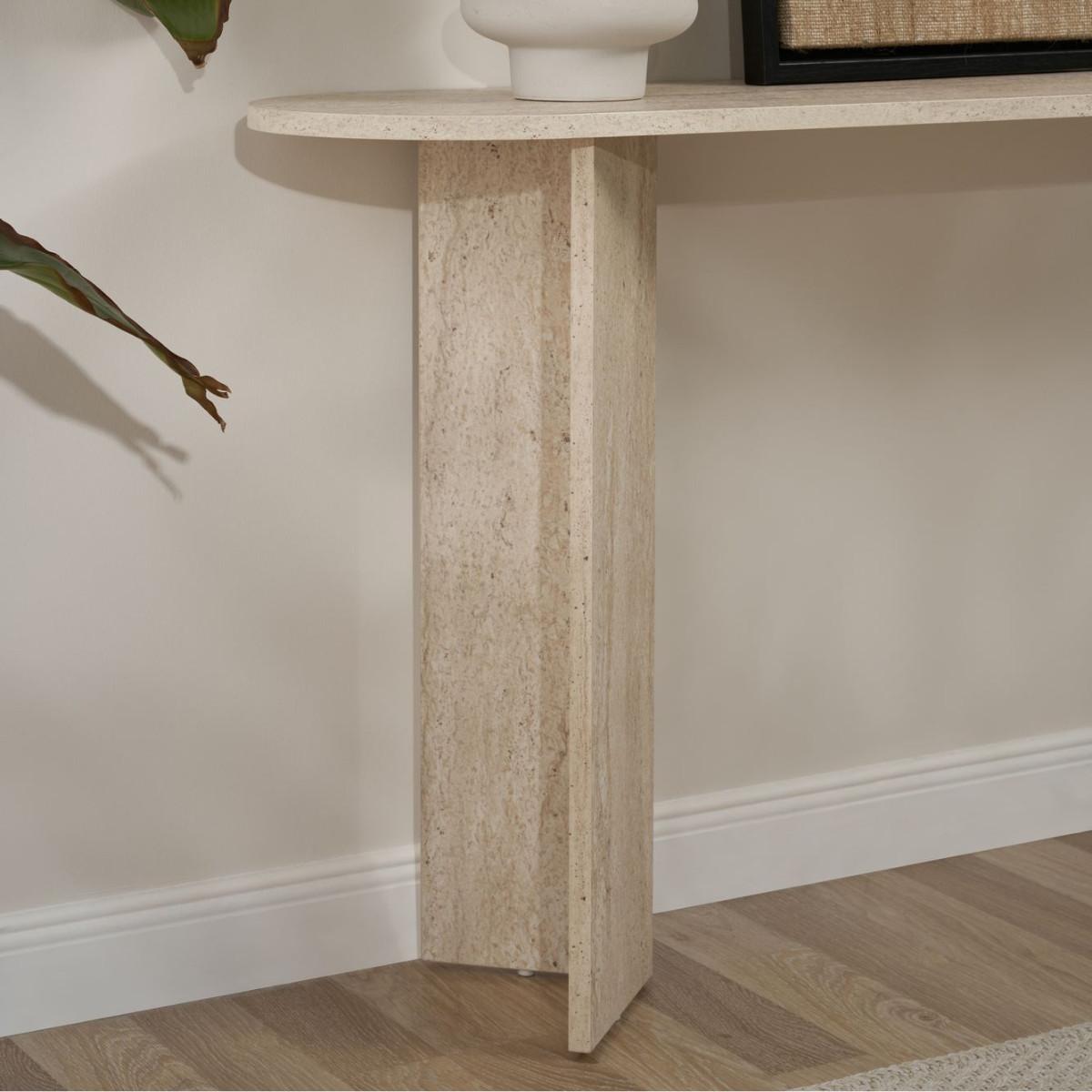 KONSOLE mit zwei Beinen SIRA 150/35/75 cm - Beige, Holzwerkstoff (46/35/75cm) - Calicosy