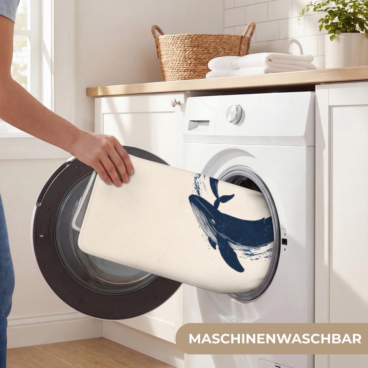BADEMATTE Wale - Spritzer - Kreis - Dunkelblau 90x60 cm - Dunkelblau, Textil (90/60cm) - OnlyWow