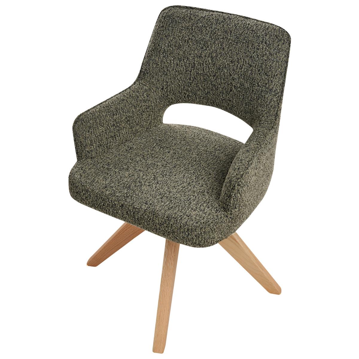 ESSZIMMERSTUHL drehbar Bouclé Grün Moravia - Braun/Grün, Holz/Textil (56/83/66cm) - Beliani