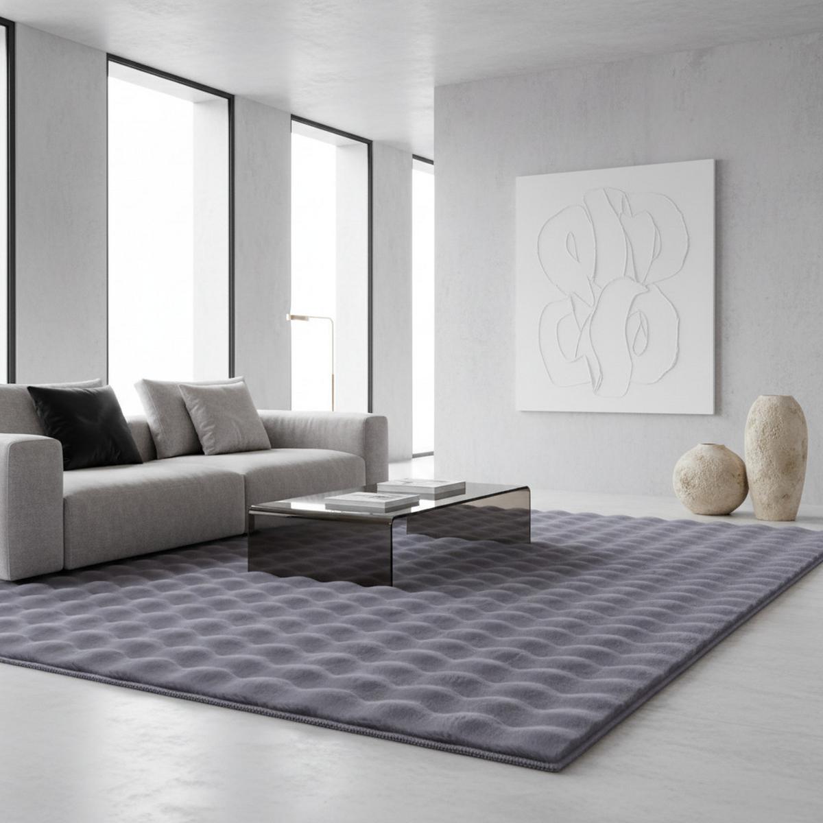 HOCHFLORTEPPICH Waschbar NAUDERS, einfarbig, Grau, 80 x 150 cm - Grau, Textil (150/80cm) - KADIMA DESIGN