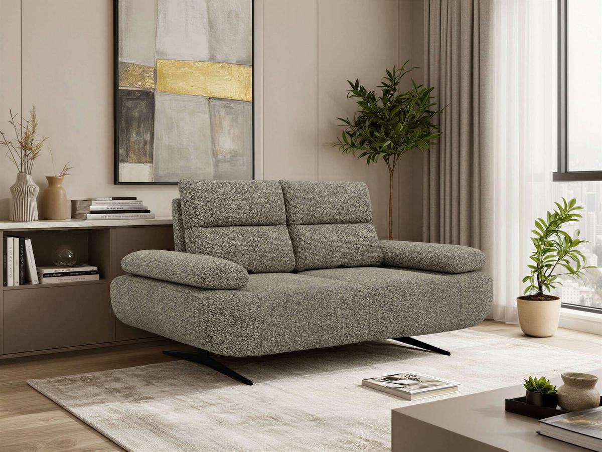 2-SITZER SOFA SORAE - Grau Stukture - Schwarz/Grau, Textil/Metall (182/94/107cm) - MKS