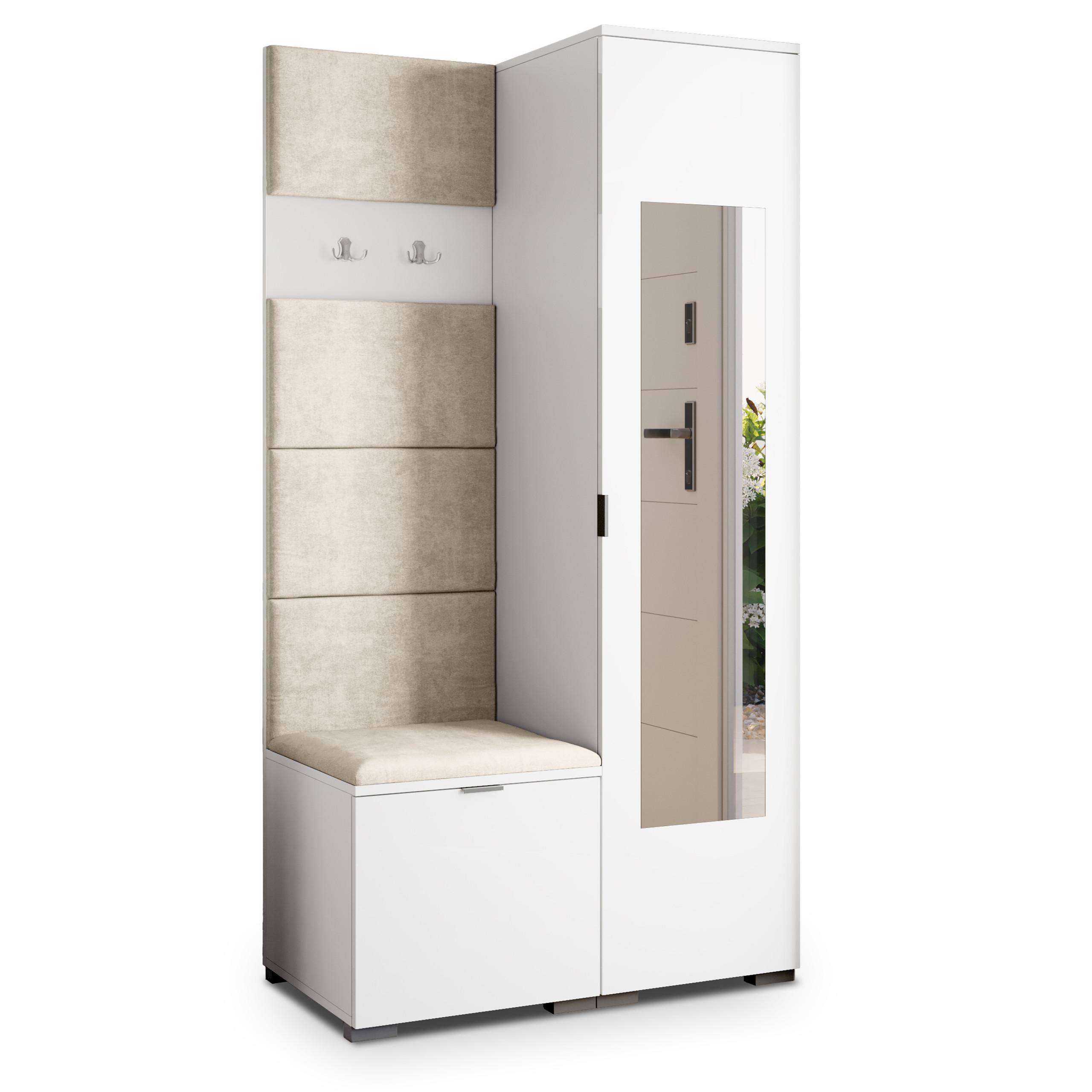 GARDEROBENSCHRANK VIRA 95/181/51 cm Modern Weiß - Beige/Weiß, Holzwerkstoff (95/181/51cm) - MASSENO