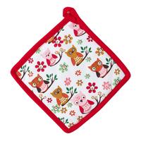 TOPFLAPPEN Eulen 20/20 cm, Baumwolle wattiert - Rot, Textil (20/20cm) - Homescapes