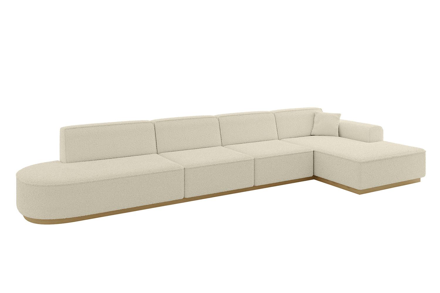 ECKSOFA Ottomane Rechts IREA-L3-v2 - 412x165x80 cm Beige - Ecru/Creme, Holzwerkstoff/Textil (412/165cm) - ALTDECOR