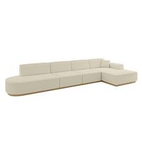 ECKSOFA Ottomane Rechts IREA-L3-v2 - 412x165x80 cm Beige - Ecru/Creme, Holzwerkstoff/Textil (412/165cm) - ALTDECOR