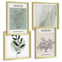 BILDER SET 4er Set - 50x50 cm & 40x60 cm Goldrahmen - Blumen in einer modernen Vase - Goldfarben, Kunststoff (50/50cm) - TULUP