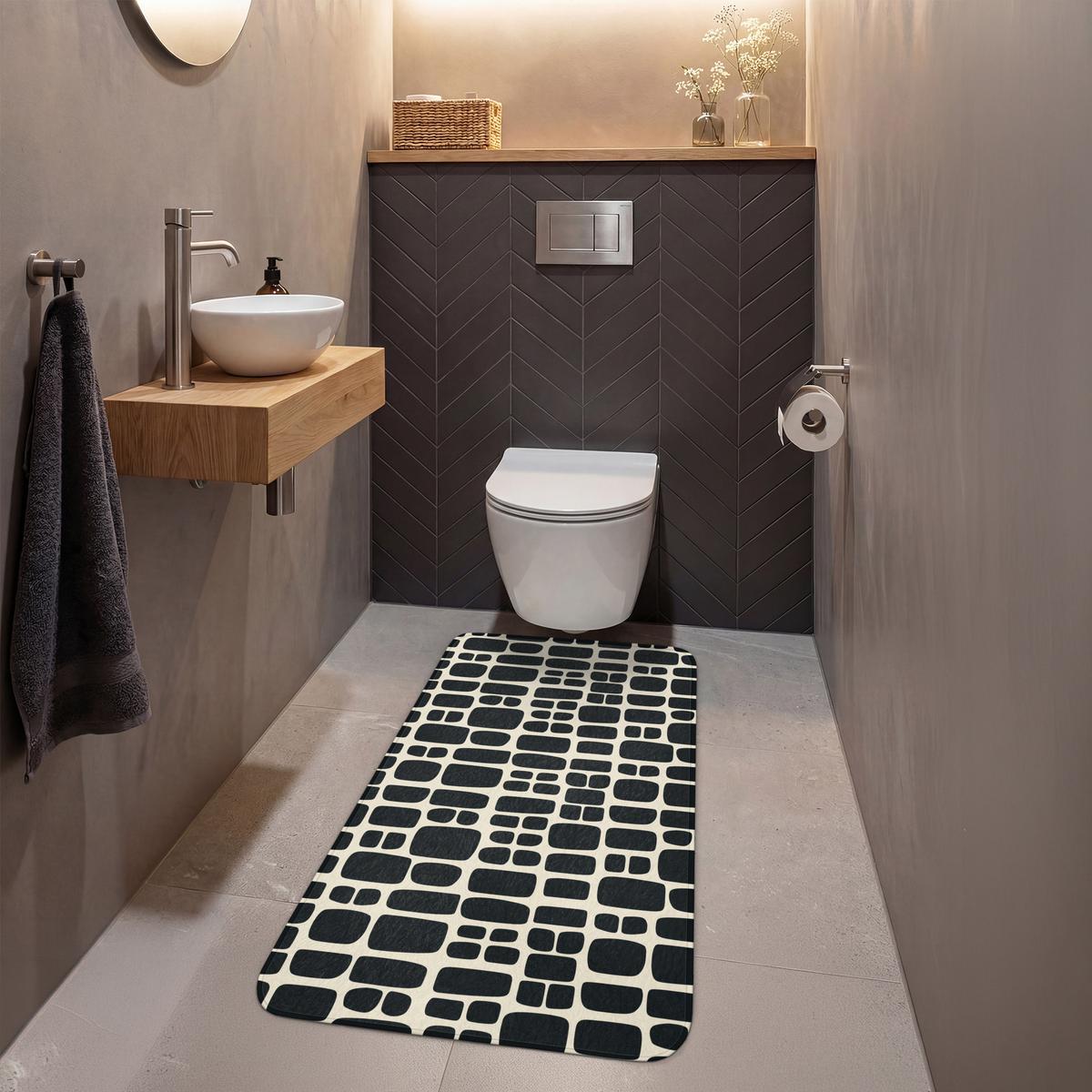WC-VORLEGER Modern - Bio - Schwarz Toilettenvorleger 60x120 cm - Anthrazit, Textil (60/1cm) - OnlyWow
