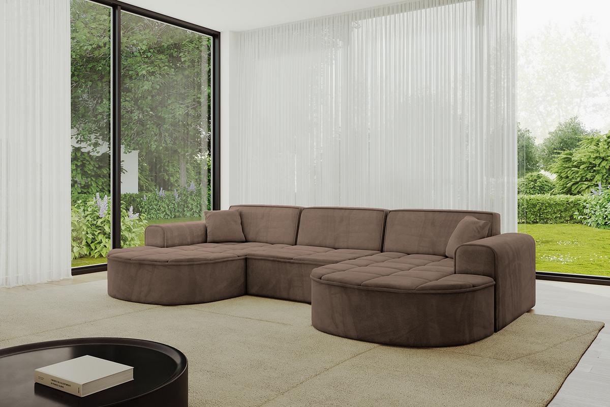WOHNLANDSCHAFT TARO-U1 - 303x171x79,5 cm Braun - Braun, Holzwerkstoff/Textil (303/79.5/171cm) - ALTDECOR