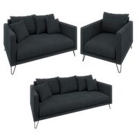 SITZGARNITUR 3+2+1 Harmony Graphit Chenille - Graphitfarben/Schwarz, Holz/Textil (200/85/100cm) - S-Style Möbel