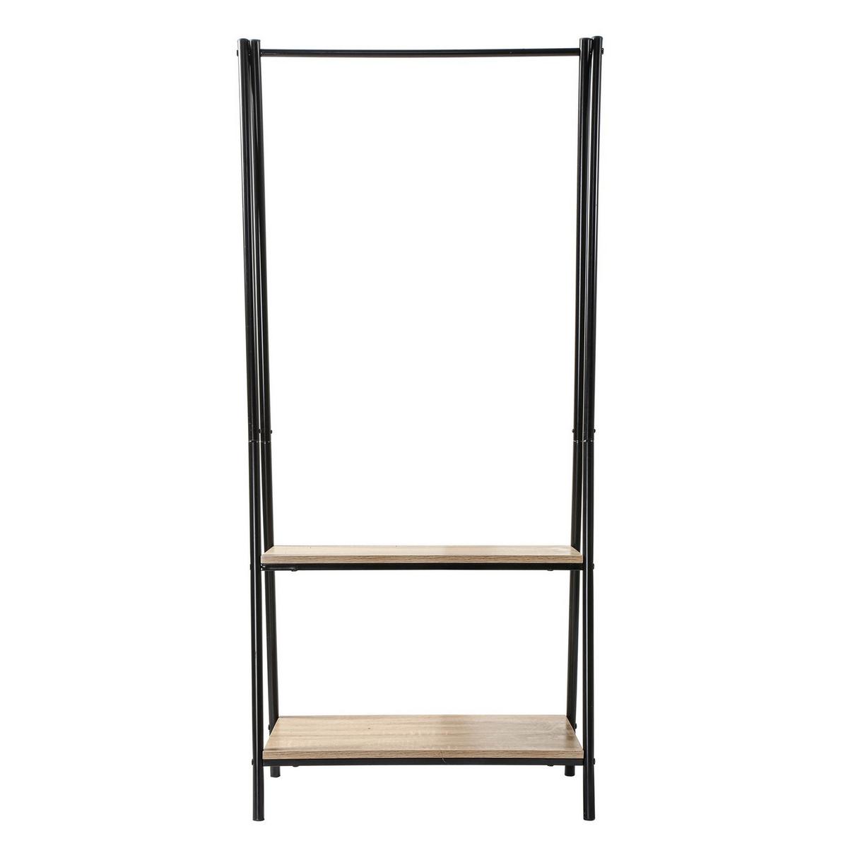 GARDEROBENSTÄNDER mit 2 Regalen - 64.5/40/151 cm - Schwarz, Metall (40/151/6.5cm) - Calicosy